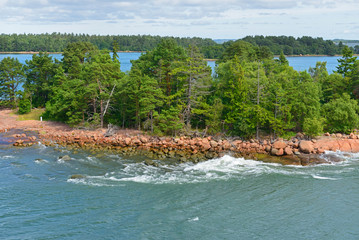 Green island in the archipelago of the Aland Islands, Finland