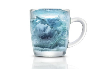 glass cup with a blue ice