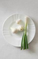 White garlic and green onion