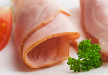 Close up of ham slices