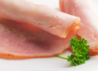 Close up of ham slices