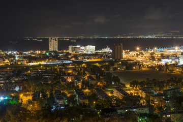 Naklejka premium Haifa port view from Mount Carmel