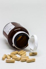 Pills on white background