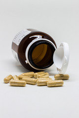 Pills on white background