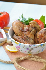 Dish with grilled chicken