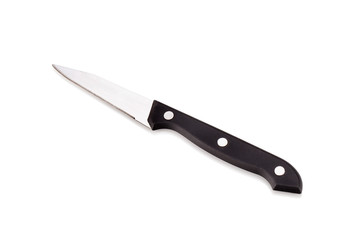 steel kitchen knives on white background