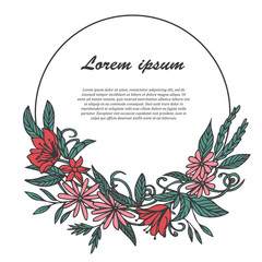 Floral Frame. Cute retro flowers.