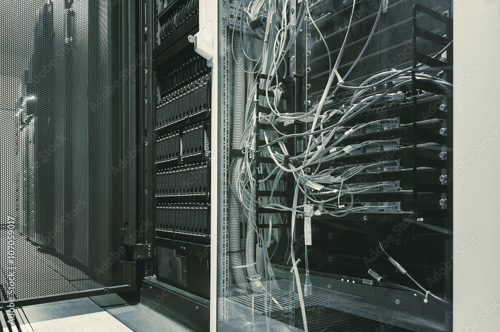 Poster communication switch near the mainframe in data center