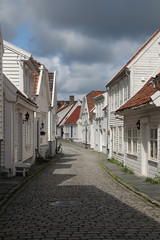 Decorated streets in the old town in Stavanger, Norway 
