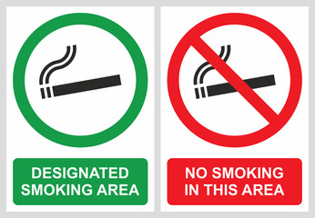 No smoking and smoking area labels - obrazy, fototapety, plakaty