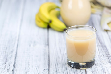 Glass with fresh made Banana juice