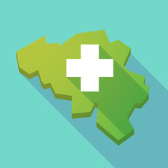 Obraz premium Long shadow map of Belgium with a pharmacy sign