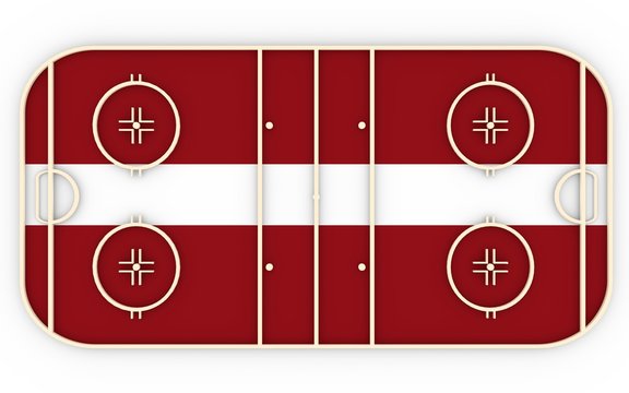 Ice hockey field textured by Latvia flag. Relative to world competition