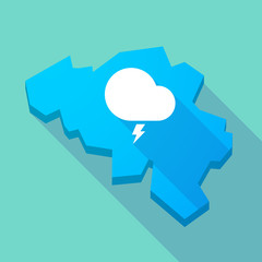 Long shadow map of Belgium with a stormy cloud