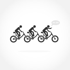 Fototapeta na wymiar Businessman and bicycle symbol.Bicycle rider silhouette sign