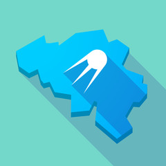 Long shadow map of Belgium with a vintage satellite