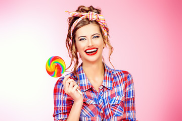 sweet girl with lollipop