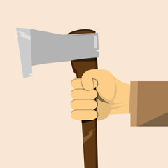 Hand with axe. Concept woodcutter profession vector image