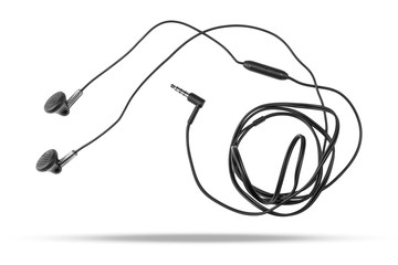 Earphones on white background