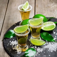 Gold mexican tequila shot