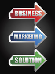 vector image of arrow sign with business, marketing and solution.