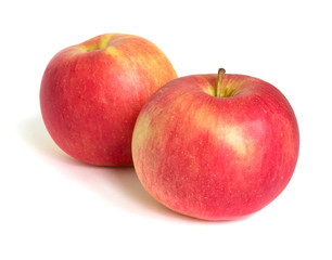 Two apple fruit on white background