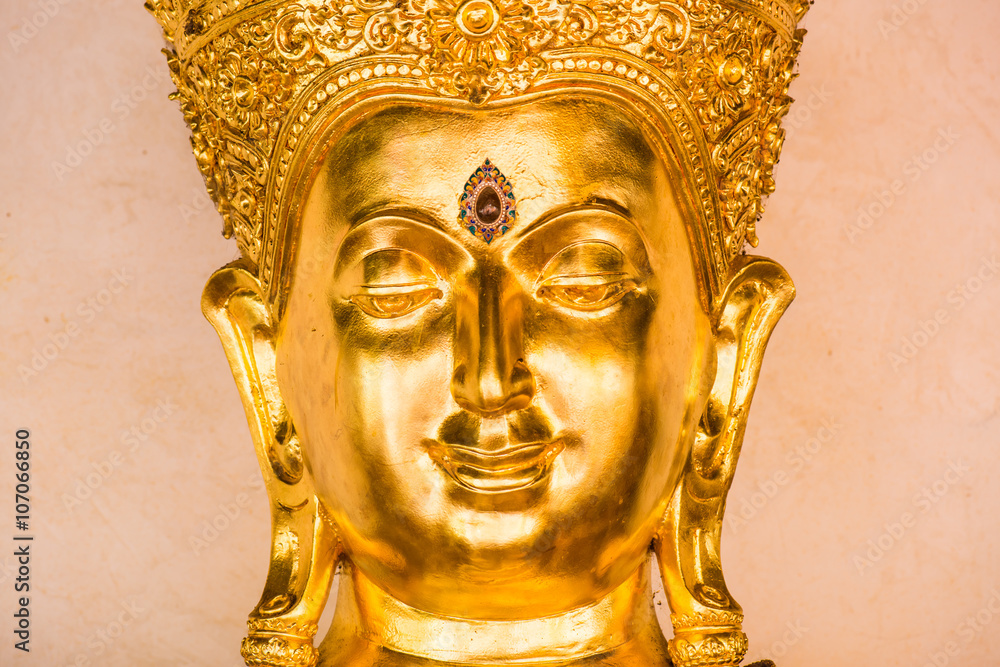 Sticker Face of golden buddha sculpture