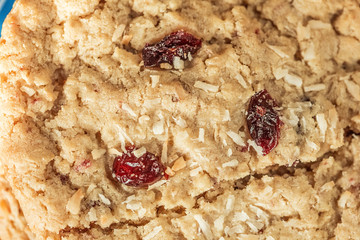 fresh tasty macro vanile cookie with dried red berries