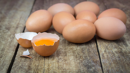 eggs on a old wooden background