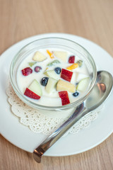 Fruit salad with soy milk