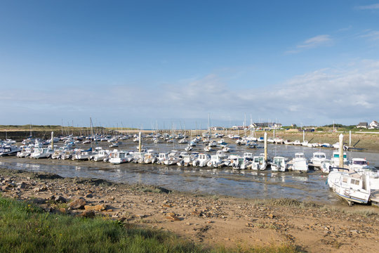  Port of Portbail in France, Normandy in tidal with Boats