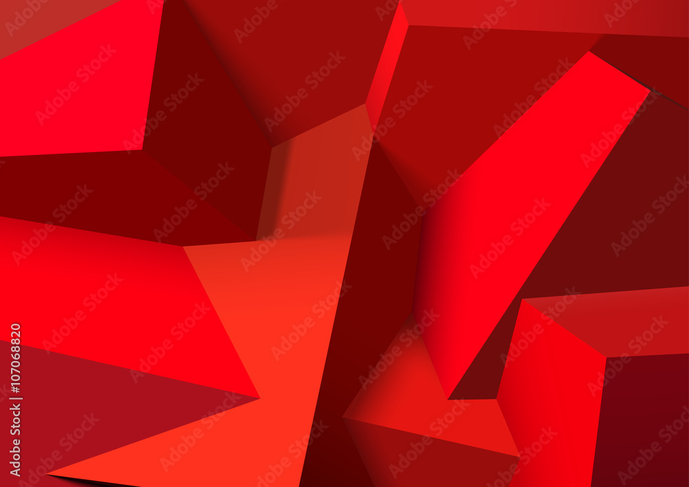 Poster Abstract background with overlapping red cubes