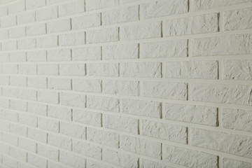 Background of white brick wall, close up