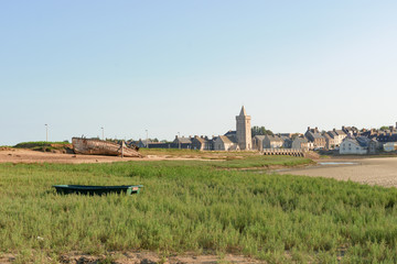 view of Portbail, France, Normandy in tidal