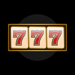 Slot machine symbols on black background. Lucky seven