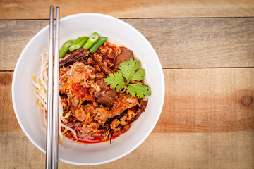 Closed up  THAI VERMICELLI EATEN WITH CURRY ,Thai noodles,