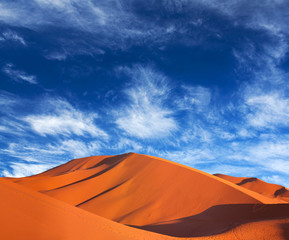 Fototapeta na wymiar Sand dunes in Sahara desert in Morocco