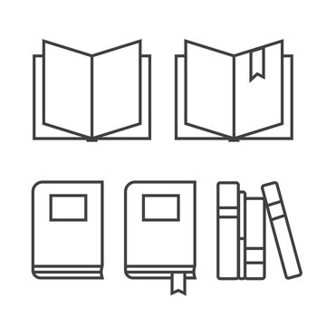 Book thin line icons. Book thin sign vector illustration