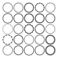 Collection of Round Decorative Border Frames with Clear Background. Ideal for vintage label designs.