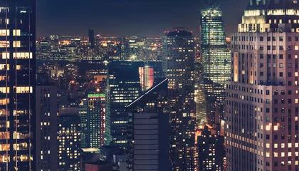 Photo sur Plexiglas construction de la ville Horizon de New York la nuit