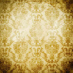 Grunge paper background with retro ornament.