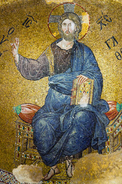 Mosaic depicting Christ in Pammakaristos Church in Istanbul, Turkey