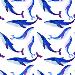 Fototapeta premium Whale. Watercolor illustration