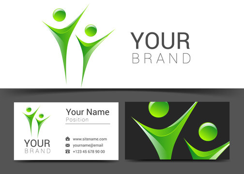 business card for your business people logo green