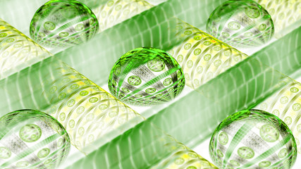 Obraz premium Lot of crystal balls in the cells. Mysterious psychedelic relaxation wallpape. Sacred geometry. Fractal Wallpaper pattern desktop. Digital artwork creative graphic design.