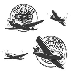 Set of aviators club labels - obrazy, fototapety, plakaty