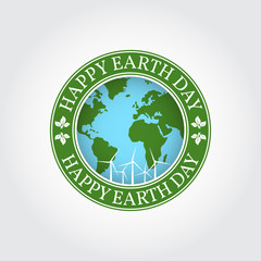 Happy Earth Day badge, label, logo, rubber stamp, greeting Card.