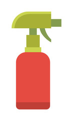 Colorful foggy spray bottle clean plastic hygiene container chemical or water sprayer disinfectant flat vector.
