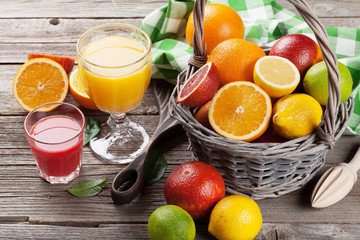 Citrus fruits and juice