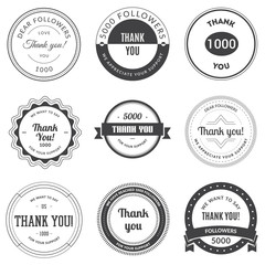 Fototapeta premium Set of vintage Thank you badges, labels and stickers. Vector illustration.